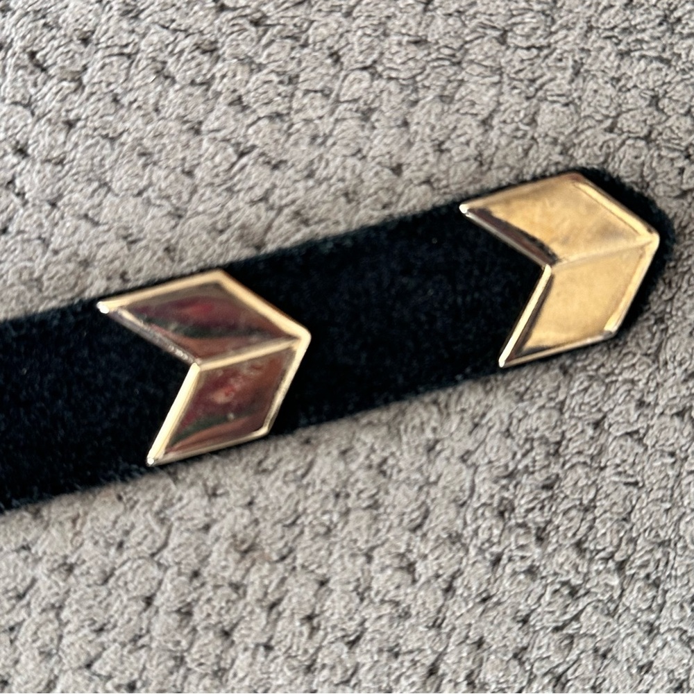 Banana Republic Black Suede Gold Tone Arrow Chevron Belt Small Italian Leather - Picture 11 of 15